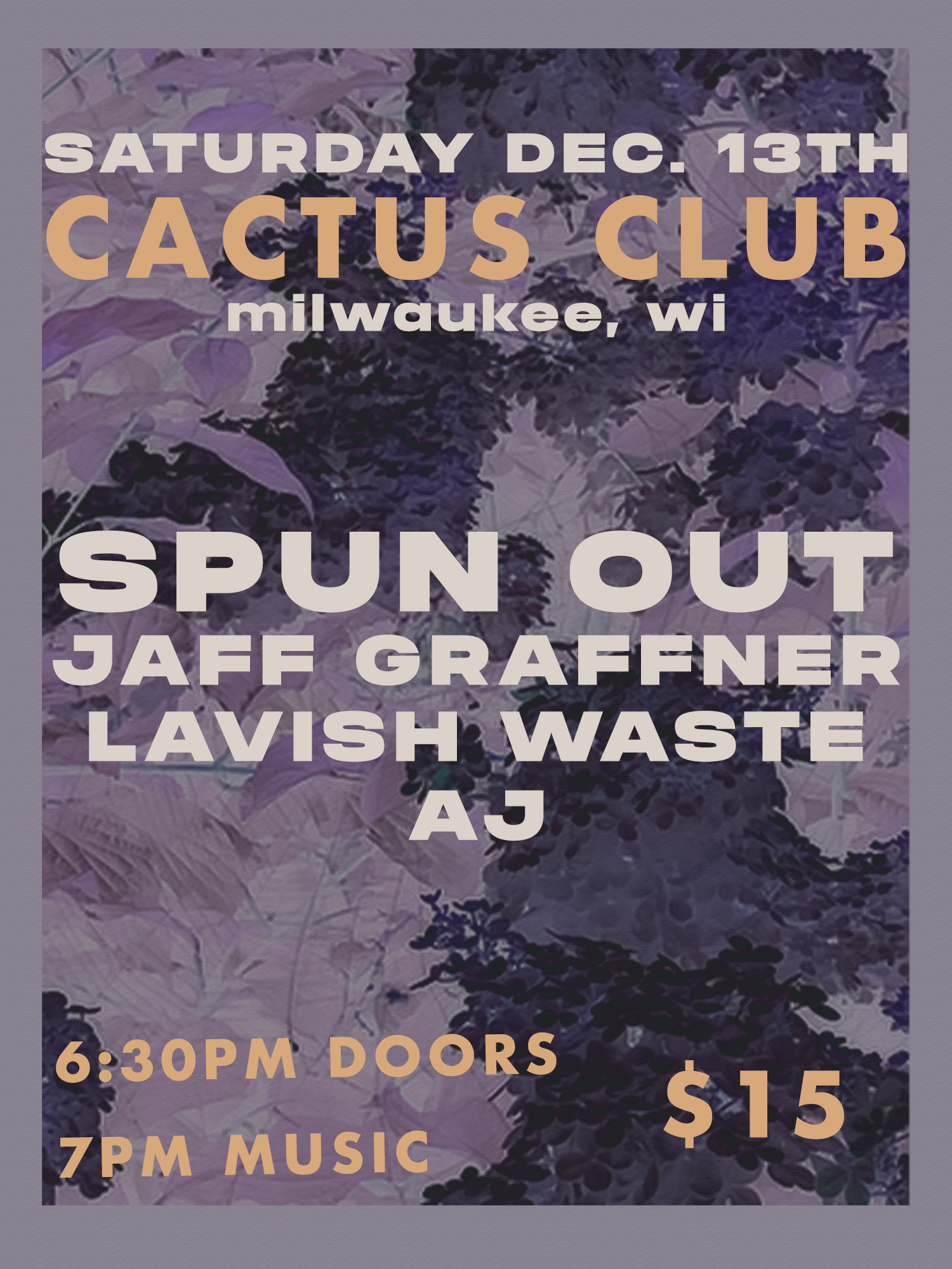 Spun Out • Jaff Graffner • Lavish Waste • AJ • DJ Rooney | Cactus Club